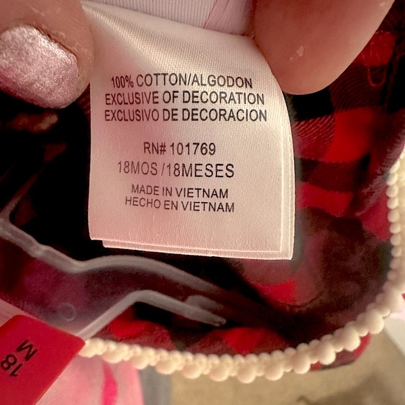 Like new Red &blk w/ white cute ruffles sz 18M fun plaid dress w/wh bow headband - Picture 7 of 12